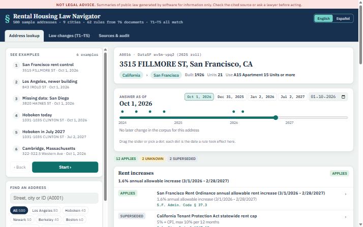 Screenshot of Rental Housing Law Navigator